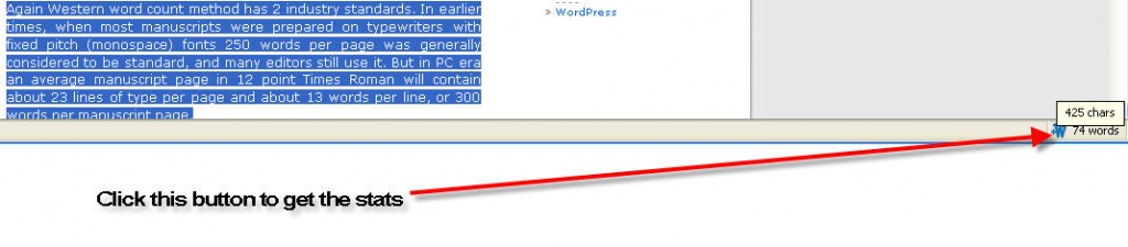 getting word count statistics in browser by pressing a button