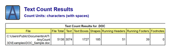 PDF export from Anycount word count tool