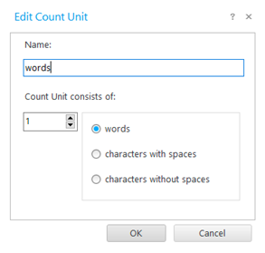 Edit units used by the word-count software