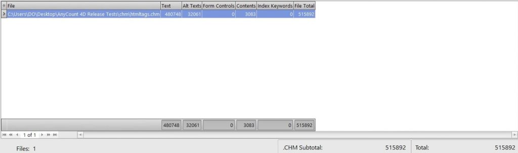 Counting characters with spaces in chm