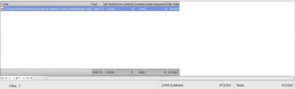 Counting characters without spaces in chm