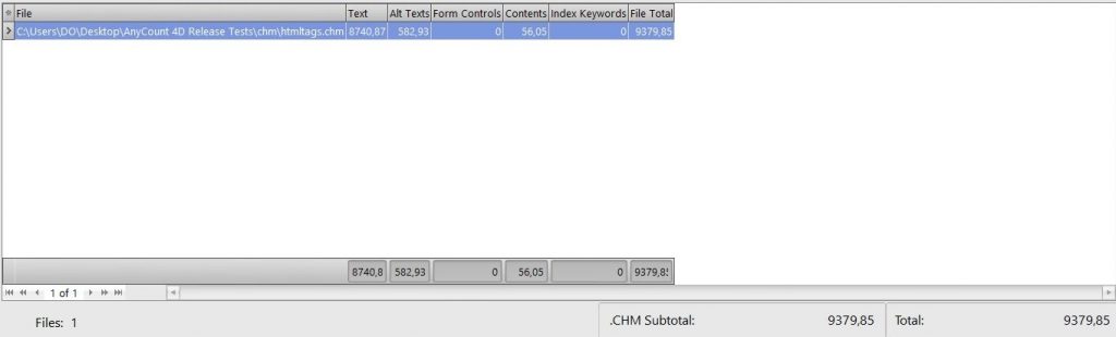 Counting lines in chm