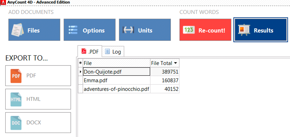 Text expansion and word count in pdf with AnyCount