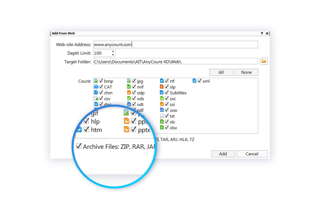 Word count in ZIP archive files