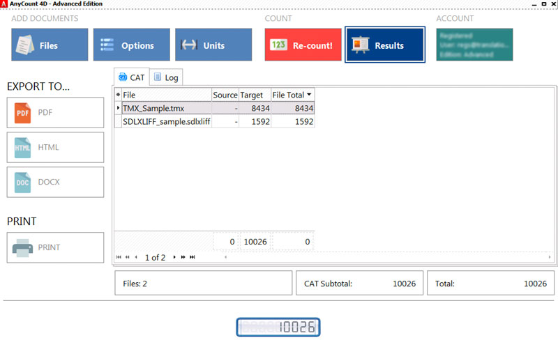 Word-count in TMX files