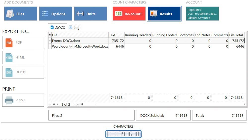 Word-count in anycount 4d