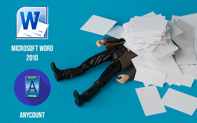 Word-count in Microsoft Word 2010 and Anycount