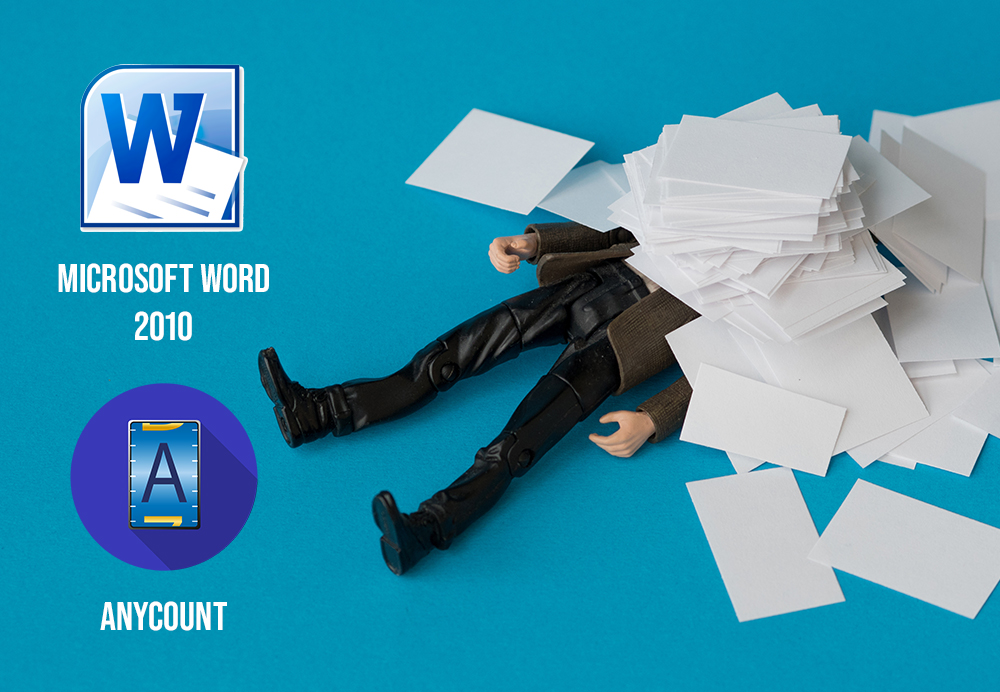 Word-count in Microsoft Word 2010 and Anycount