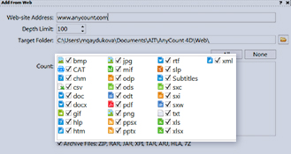 Select formats for word-count