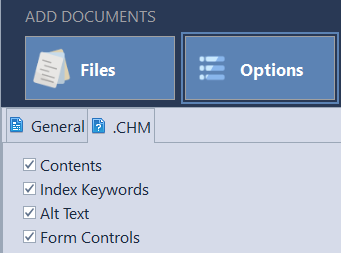Settings for word count in chm