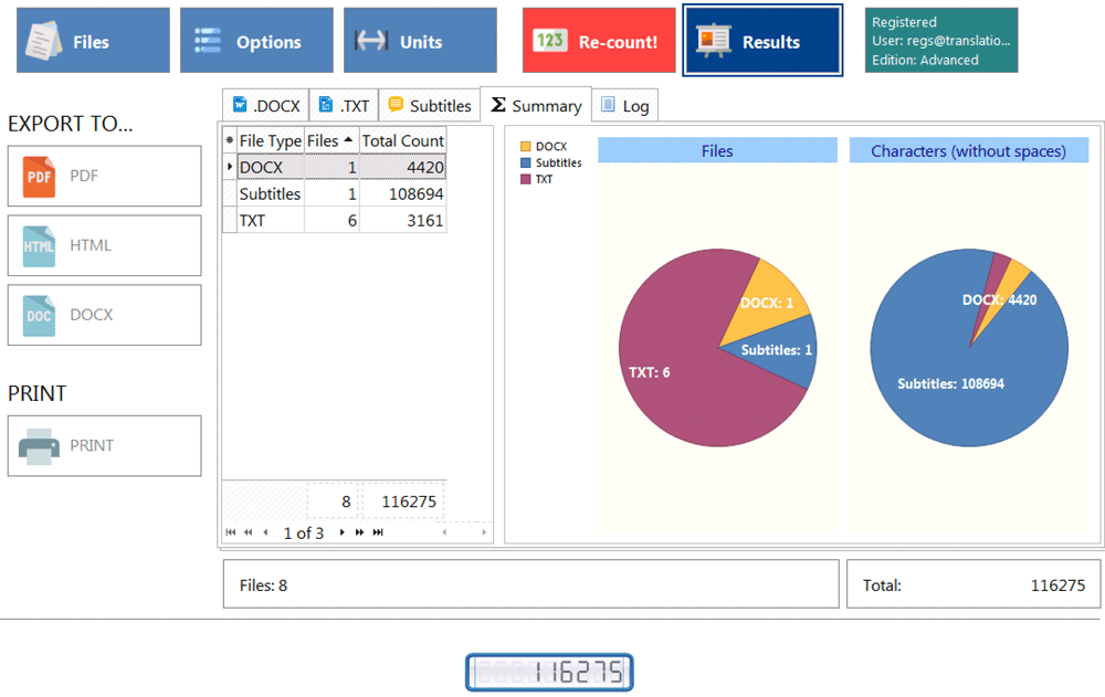 Count all your pages, characters and words in AnyCount