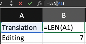 Count characters in a cell.