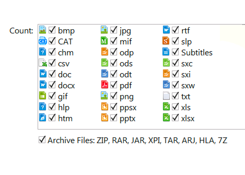 9 archive formats supported