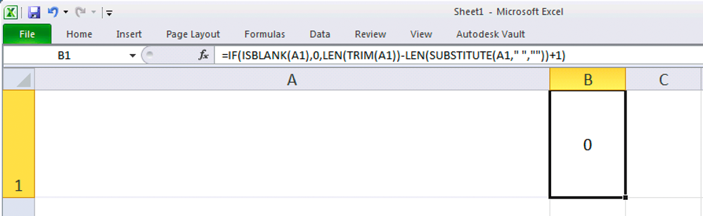 Don't count words in an empty Excel cell.