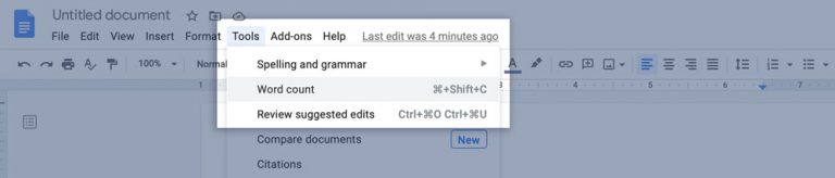 Google Docs Tool Word Count
