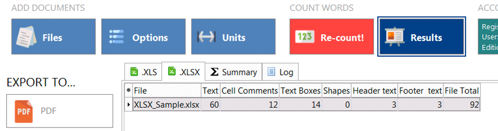 Word count in MS Excel with Anycount