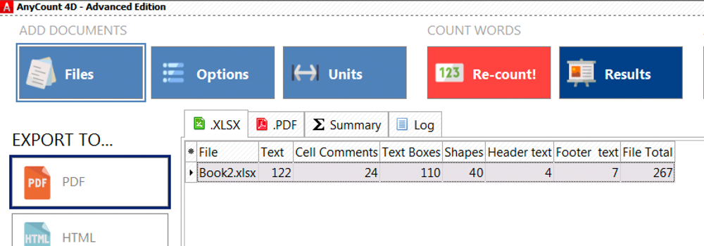 Count Words in Excel with Anycount