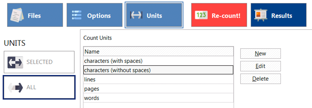 Word count units