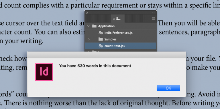 Unexpected ways to perform character and word count in InDesign.